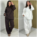 Jogging Round Neck Basic Oversized Wide Leg Set