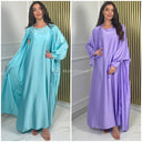2psc Set Satin Kimono+Dress Bow Wrist