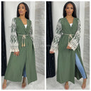 Kimono Tie Belt Lace Detail Sleeves