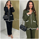 Knitwear Cardigan Wide Leg Set Stripe Details