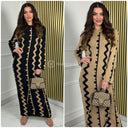 Knitwear Maxi Dress Curved Line Print 23198