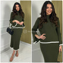 Knitwear Ribbed Skirt Set Sleeve Splits Line Detail