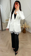 Blazer met Kantdetails en Satijnen Voering