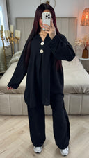Linnenlook Oversized  Set Double Golden Button Detail