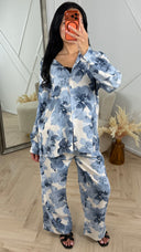 Bloemenprint Blouse Set met Wide Leg Broek – MT5901