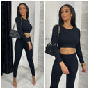 Long Sleeve Crop Premium Quality Ribbed Set 319