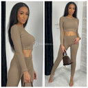 Long Sleeve Crop Premium Quality Ribbed Set 319