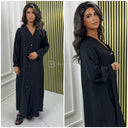 Maxi-Übergroßes Satin-Blusenkleid mit goldenen Knöpfen