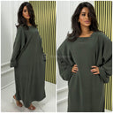 Thick Ribbed Oversized Round Neck Maxi Corduroy