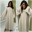 Thick Ribbed Oversized Round Neck Maxi Corduroy