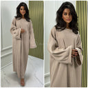 Thick Ribbed Oversized Round Neck Maxi Corduroy
