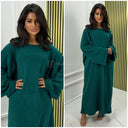 Thick Ribbed Oversized Round Neck Maxi Corduroy