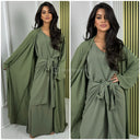 Oversized Kimono+ Dress +  Tie Belt Knot Waist Skirt Set
