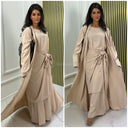 Oversized Kimono+ Dress +  Tie Belt Knot Waist Skirt Set
