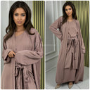 Oversized Kimono+ Dress +  Tie Belt Knot Waist Skirt Set