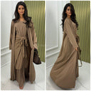 Oversized Kimono+ Dress +  Tie Belt Knot Waist Skirt Set