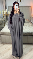 Oversized Pocets Abaya Button Detail