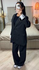 Oversized Stripes Blazer + Pantalon White Sleeve + Taille Detail