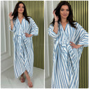 Oversized Wrap Blouse Stripes Dress