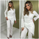 Pleated Waist Oblique Wide Leg Set