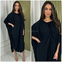 Pleated Oversized Wrap Detail Dress