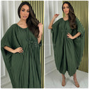 Pleated Oversized Wrap Detail Dress