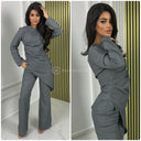 Pleated Waist Oblique Wide Leg Set