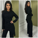 Pleated Waist Oblique Wide Leg Set