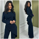 Pleated Waist Oblique Wide Leg Set