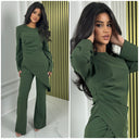 Pleated Waist Oblique Wide Leg Set