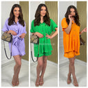 Plisse Golden Button Shirt + Skirt Set