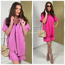 Plisse Golden Button Shirt + Skirt Set