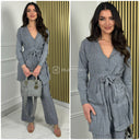 Premium Cable Cardigan Tie Belt Stretch Set M2568