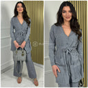 Premium Cable Cardigan Tie Belt Stretch Set M2568