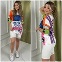 Premium Quality Set Jessy Cotton Reject Evil Top + Ribbed Biker Short