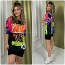 Premium Quality Set Jessy Cotton Reject Evil Top + Ribbed Biker Short