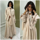 Premium Quality Kimono+Dress+Headscarf+Tie Belt Set Sleeve Detail