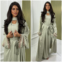 Premium Quality Kimono+Dress+Headscarf+Tie Belt Set Sleeve Detail