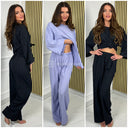 2psc Wide Legs Set Premium Stripe 3D Material