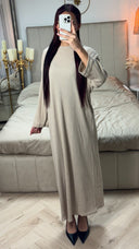Round Neck Maxi Dress Thin Ribbed Material