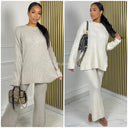 Round Neck Side Splits Wide Leg Set