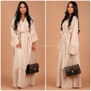 Ruffle Detail Golden Seam Tie Belt Dress