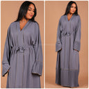 Ruffle Detail Golden Seam Tie Belt Dress