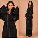 Ruffle Detail Golden Seam Tie Belt Dress