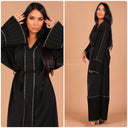 Ruffle Detail Golden Seam Tie Belt Dress