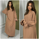 Ruffle Sleeve Basic Oversized Maxi Dress