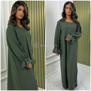 Ruffle Sleeve Basic Oversized Maxi Dress