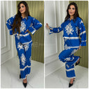 Satin Print 2pcs Blouse Set