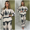 Satin Print 2pcs Blouse Set