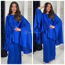 Satin Skirt Set Tie Belt Oversized Butterfly Top